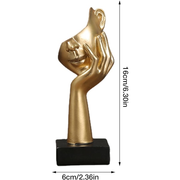 Tenkerstatue - Abstrakt stille gullskulptur, moderne hjemmedekor, piano borddekorasjon for rom, hjem, kontor Gold C section