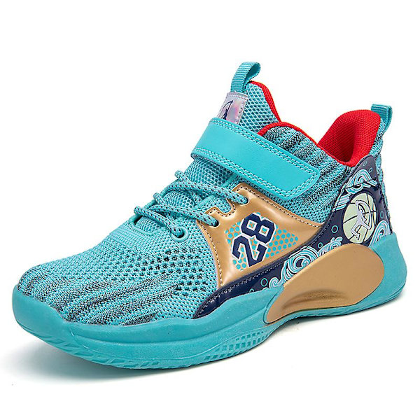 Guttes basketballsko, myke, sklisikre sneakers, barnesko, løpesko 2808 Green 34