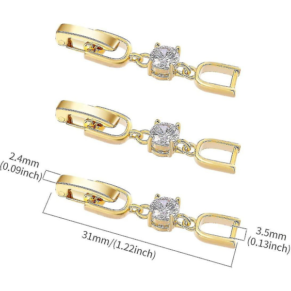 Halsband Armband Förlängare. 3 st Guldpläterade Kristall Rhinestone Vikbara