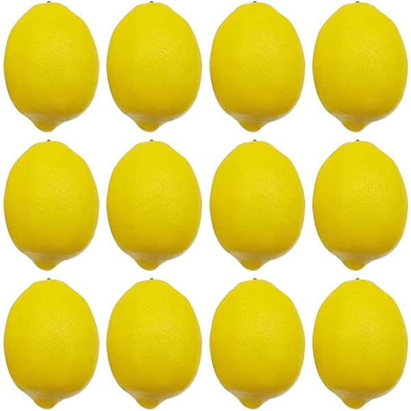 Konstgjorda citroner, 3,7" x 2,5" Big Size Vivid Faux Lemon Plast Fake Yellow Lem Yellow lemon (large) 12