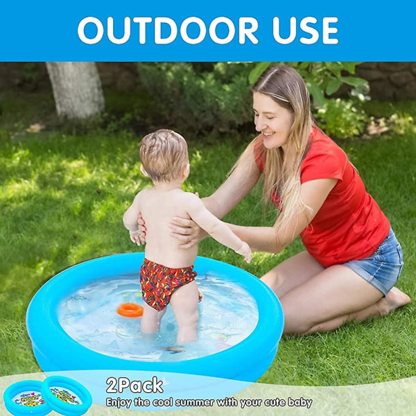 Baby Paddling Pool - 2 pakker Paddling Pool Oppblåsbart Barnebasseng Badeleker Til Sommeren