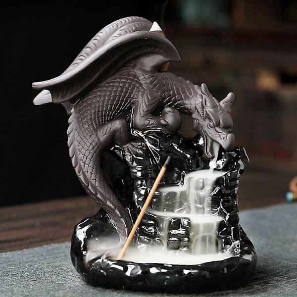Drage Dekoration Vandfald Røgelse Kegle Holder Censer Encensoir Palnik Røgelse Meditation Tilbageflow Ince