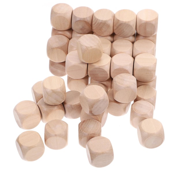 50 st tomma trätärningar oavslutade fyrkantiga block 6-sidiga träkuber leksaker