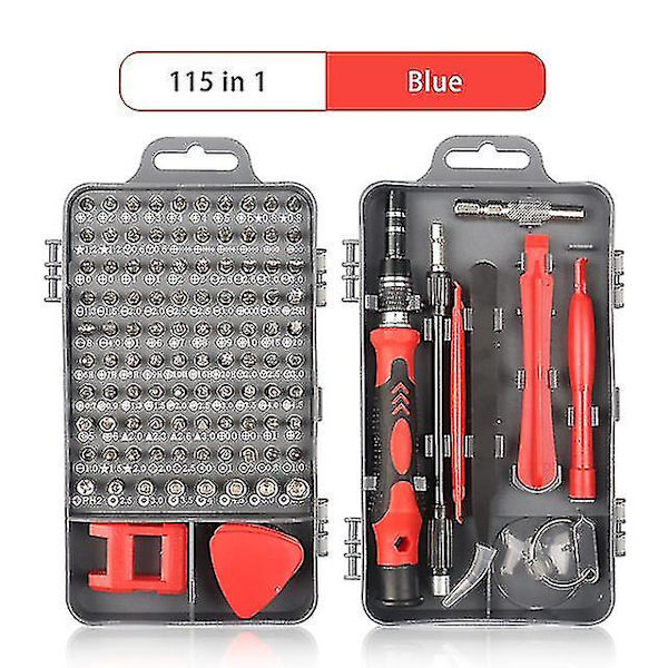 Datorreparationssats, 122 i 1 magnetisk skruvmejselsats för bärbar dator, precisionsskruvmejselsats, liten slagmejselsats med fodral 115 in 1 Red