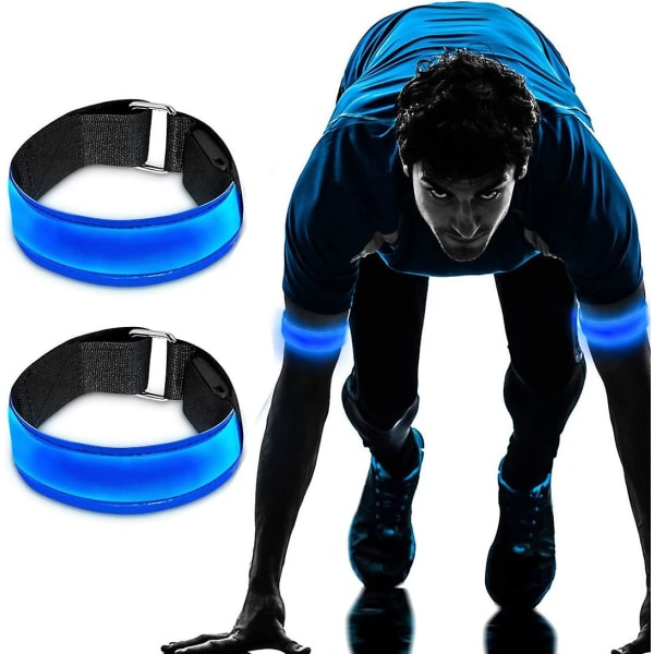 Oppladbart LED-armbånd, 2-pack usb-reflekterende lysstrips for barn, for jogging, løping og sport