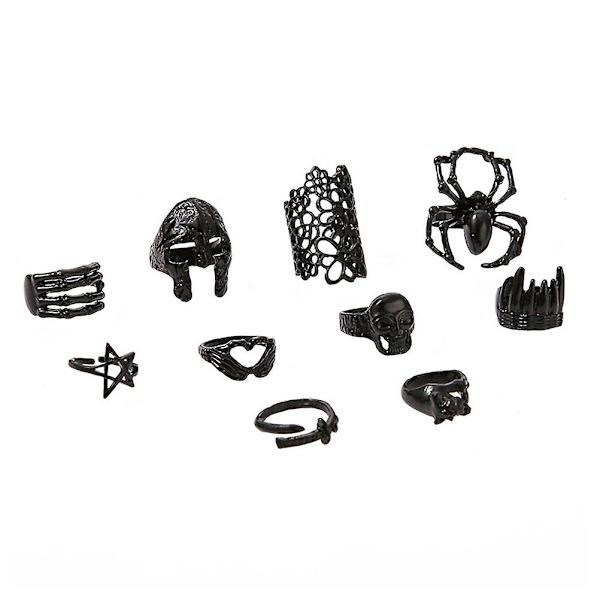 10 stk Skeletor Ornament Punk Åbne Ringe Edderkoppe Finger Ringe