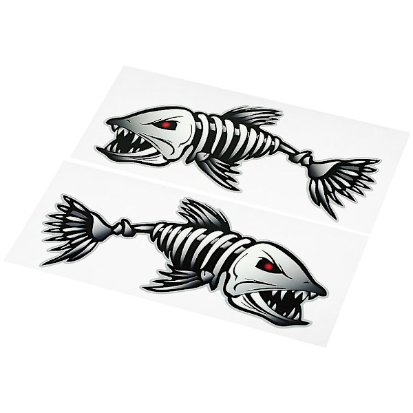 2 stk. fiske tenner munn klistremer skjelett fisk klistremer fiskebåt kano kajakk grafikk tilbehør