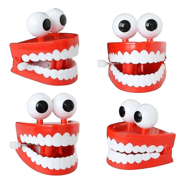 4 kpl 7,5 x 6,6 cm Punainen muovi Kääntyvät kävelevät Pullisevat hampaat Lelut silmillä Lahjat Ihania lasten leluja Varhaiskasvatusvälineet