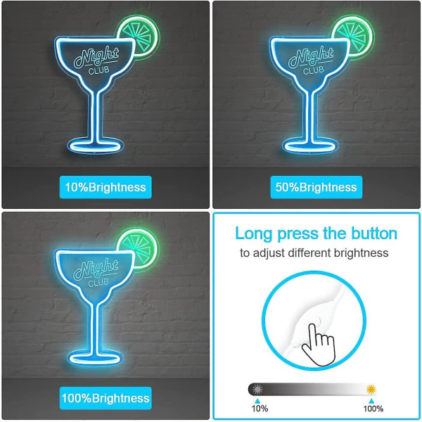 Cocktail Neon Skilt til Klub, Vægdekoration, LED Neon Bar Skilte til Man Cave Hjem Pub Butikker, Neon Lys med Dæmperkontakt til Fest, Bryllup, Hotel, af