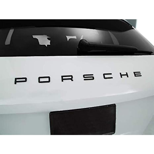 Blank sort Porsche-skrift bagagerumsemblem til 911 Carrera Cayenne Turbo Gt3
