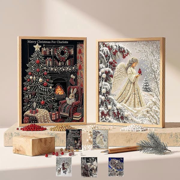 3D-timanttimaalaussarja Lumienkeli-kuvio