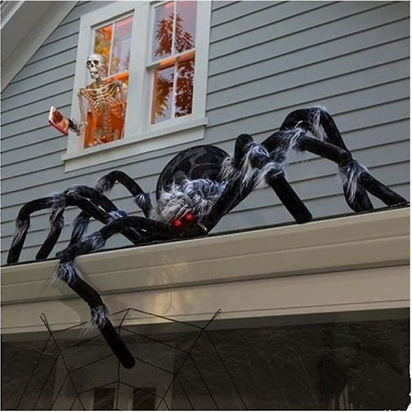 Halloween Kæmpe Edderkop Dekorationer, 60 Tommer Realistisk Stor Uhyggelig Edderkop, Falsk Håret Edderkop, til Halloween Indendørs Udendørs Have Hjem Fest Dekoration 150cm