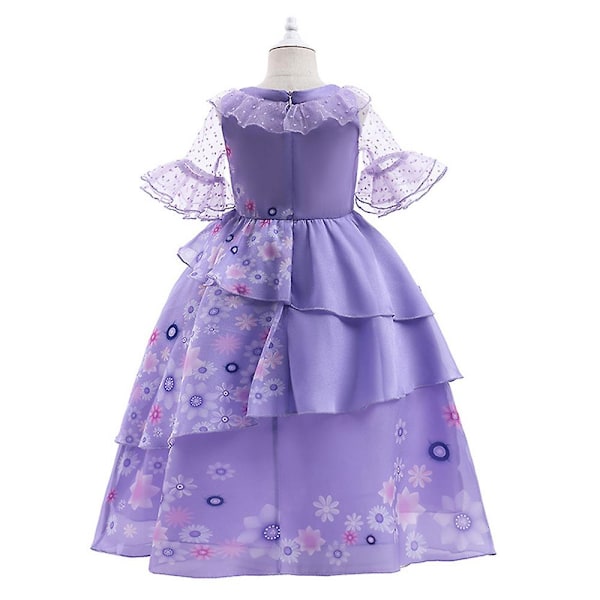 Encanto Isabela Prinsesse Cosplay Kostyme Jenter Ruffle Tutu Kjole Fest Ballkjole Purple 140cm