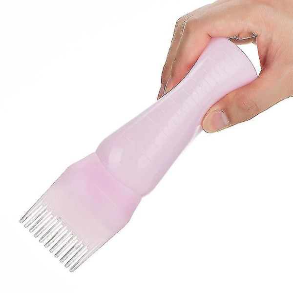Klesrensflaske med tenner - Påføringsverktøy for hårfarge i plast (3 stykker i lilla, hvit, rosa)