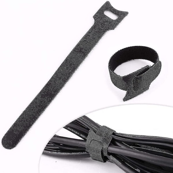 100 stk Kabel Velcro Tape Heilwiy Kabelbinder Sort Velcro Fastener Selvklæbende Kabelbinder