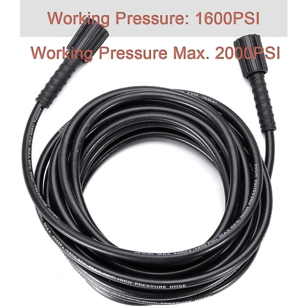 Förlängningsslang för högtryckstvätt 10 m 1600 Psi - Ersättningsslang med M22-gänga Koppling Kompatibel med Karcher K-serie K3 K4