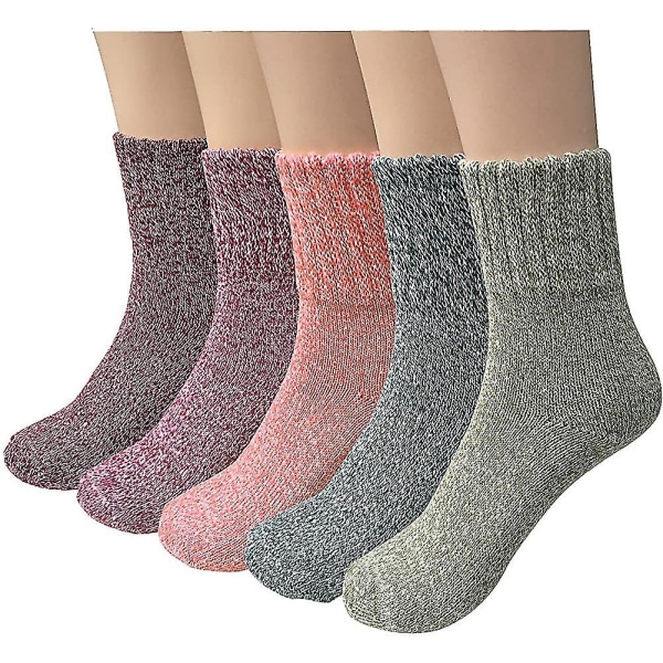 5 Pairs Of Woolen Socks, Knitted Socks, Winter Ladies' Socks, Thermal Socks