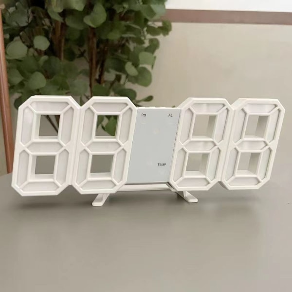 Stor 3D LED digital veggklokke orange light