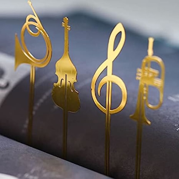 4 kpl Kirjanmerkit Söpö Kulta Musiikki-instrumentit Metalli Kirjanmerkit Kirjanmerkit