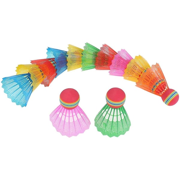 12pcs Eva Badminton Rainbow Ball Head Nylon Badminton