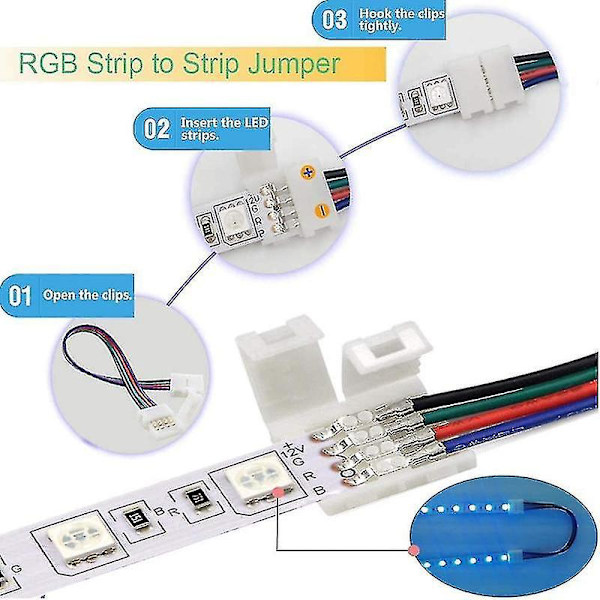 Connector Kit til 5050 10mm 4-bens RGB, 2-vejs Splitter, DIY Tilbehør til RGB-forbindelse