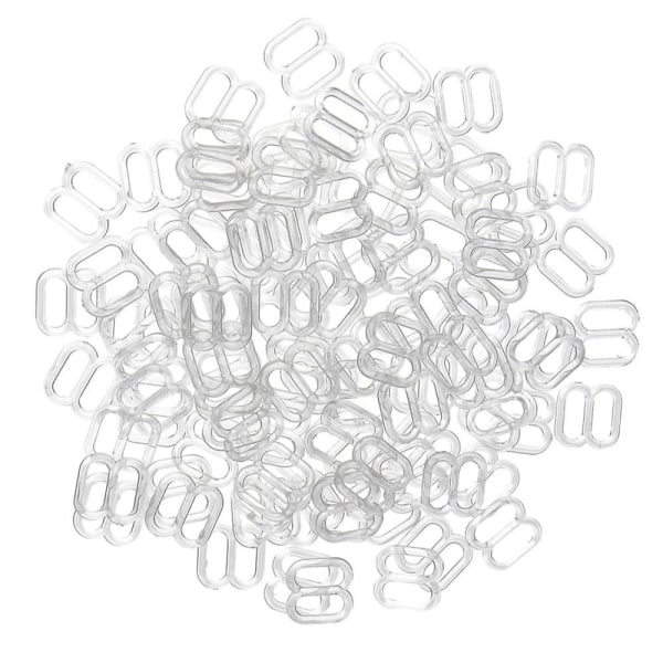 100 stk. BH-stropper i plastik med klips, spænde og skyder, 8 mm, sort