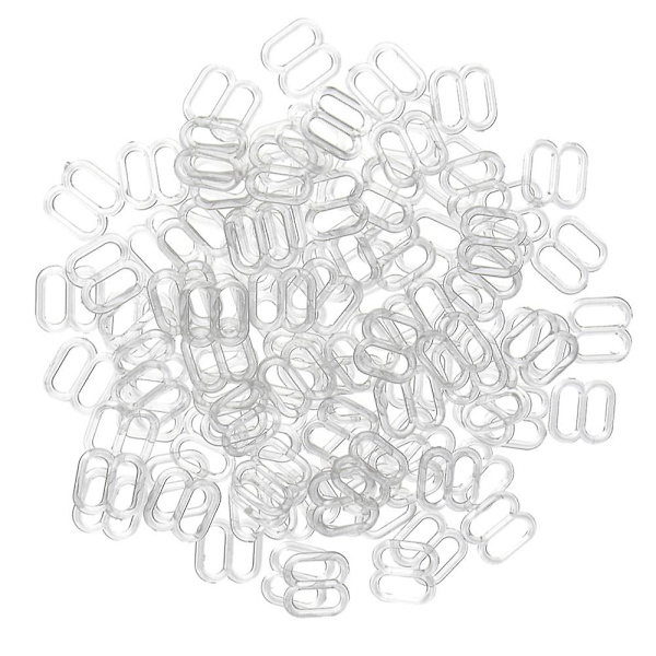 100 stk. BH-stroppklips i plast med krok og spenne, 8 mm, svart
