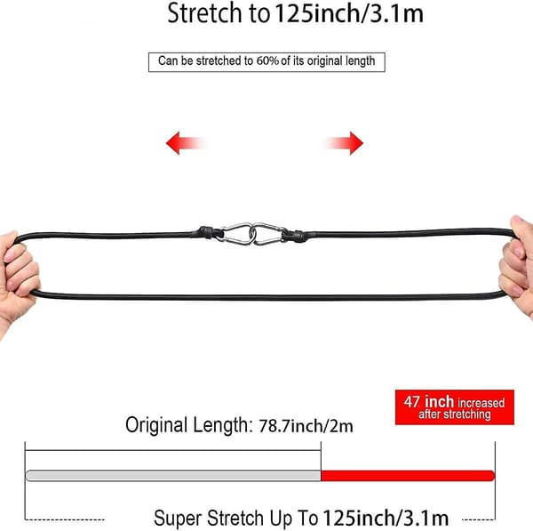 2m bagagerem med krog sorte elastiske stropper med karabinhage 200 cm lange stropper gave