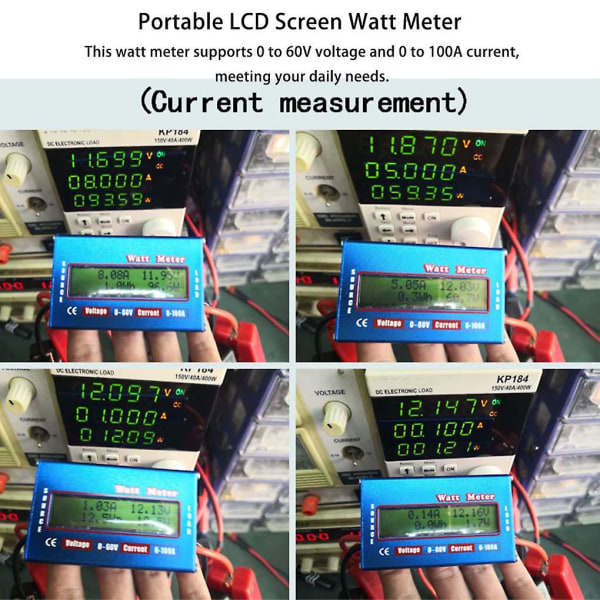 Digital Display Batteri Strøm Analyzer Watt Meter 60v 100a Checker