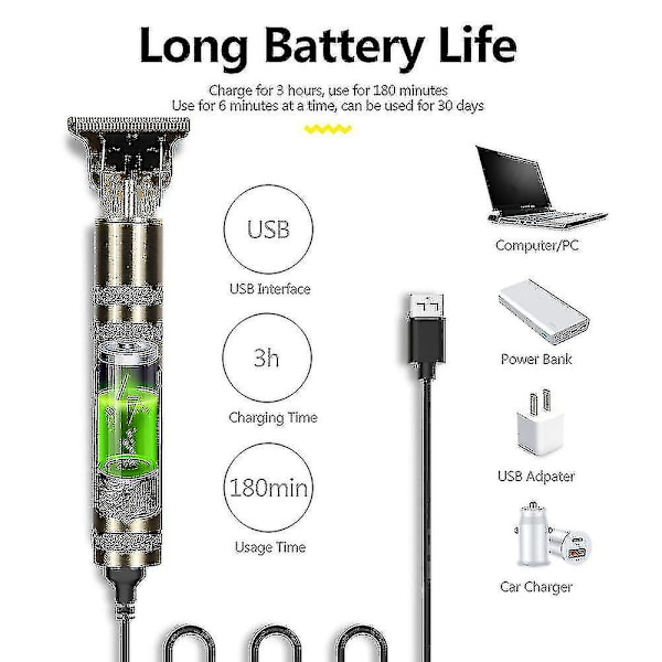 2022 Hiustenleikkuri Sähköinen Hiustenleikkuri Langaton Parranajokone Trimmeri Usb Sähköinen Ladattava Hiustenleikkuri