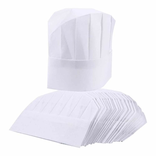 Keittiömestarin hatut, 24 kpl kertakäyttöiset valkoiset Chef Toquet, säädettävät, 20-22 tuumaa