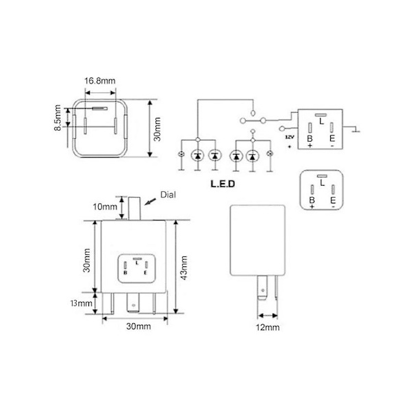 2 kpl CF14JL-02 Auton Ohjausvalo Vilkku Relä LED-valo Säädettävä Taajuus