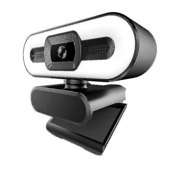 1080p webkamera Full HD webkamera indbygget justerbar ringlys fast fokus optisk linse mikrofon USB computerkamera plug and play til pc desktop la