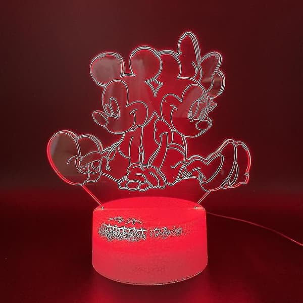 REA! Minnie Mus Pigg 3D LED Nattlampa Barn Sovrum Bordslampa
