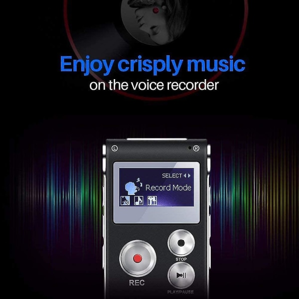 Bærbar genopladelig digital stemmeoptager, multifunktionel mp3-afspiller indbygget højttaler