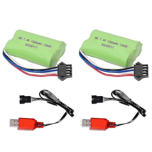 14500 7.4v 1200mah Lipo Batteri Med Oplader Til Elektrisk Legetøj Vand Kugle Pistol Reservedele 7.4v Batteri Til Rc Legetøjsbiler