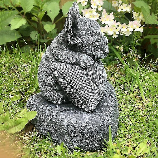 Fransk Bulldog Staty Trädgårdsdekoration Välkommenskylt Resin Hantverk Ornament Inomhus