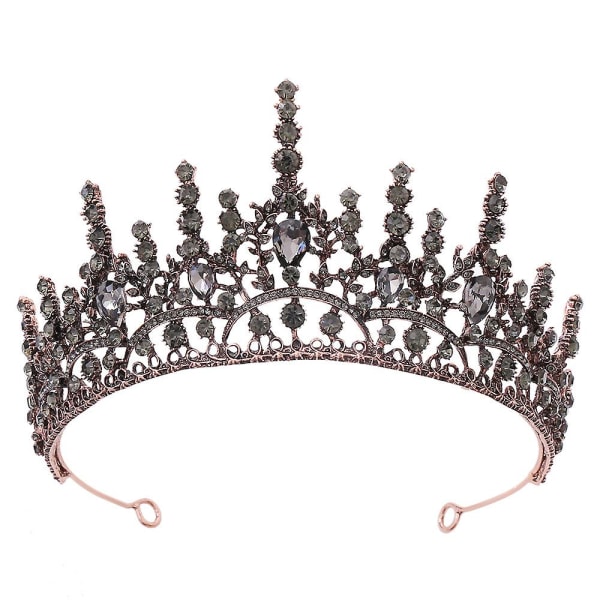 Svart Jeweled Queen Crown, rund vintage