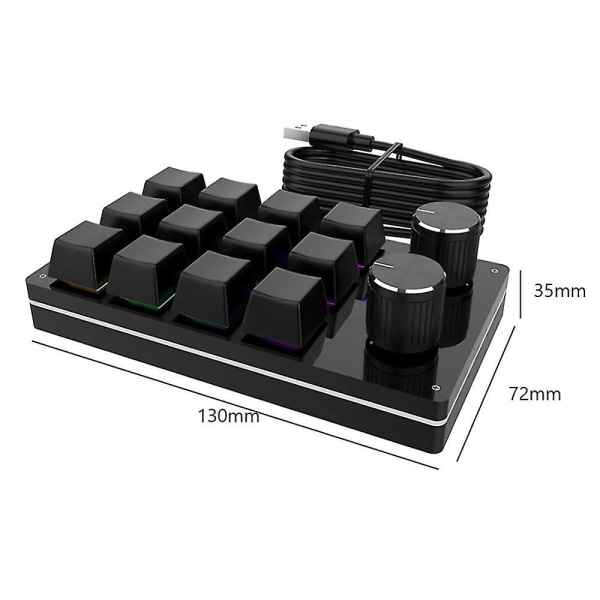 Bluetooth Usb Macro Mini Keyboard 12 taster 2 Knop Programmering Tastatur Tilpasning Gaming Mekanisk