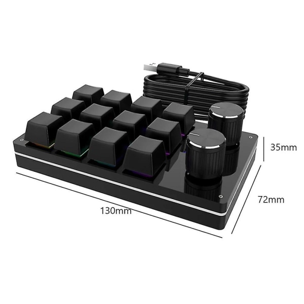 Bluetooth USB Makro Mini Tastatur 12 Taster 2 Knotter Programmering Tastatur Tilpasning Spill Mekanisk