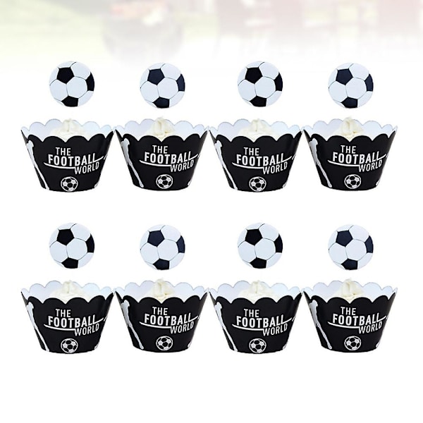 48 stk. Børnedekoration Cupcake Toppers Fodbold Kageindpakning Cupc