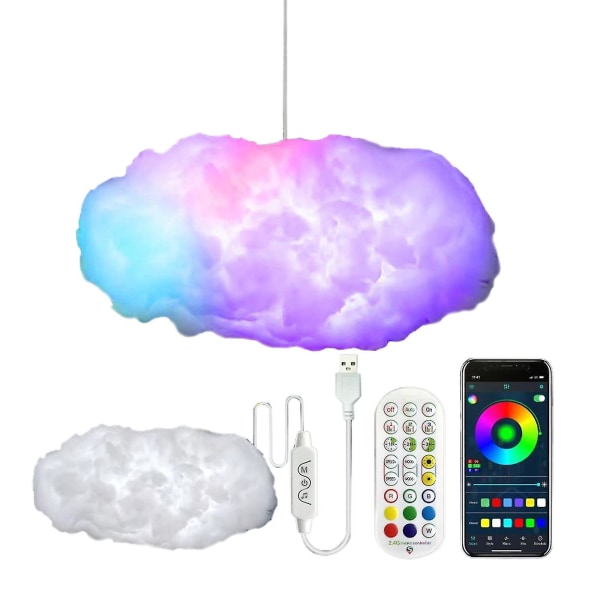 3D Cloud Lightning Cloud Lampe Musikk Multi Color Lightning Variabelt Lys Trådløs Fjernkontroll Soverom Pendellampe