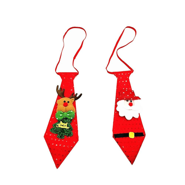 2 stk juleslips lys opp slips Lysende slips kostymetilbehør glødende slips til maskerade julefest (nisse og fawn)