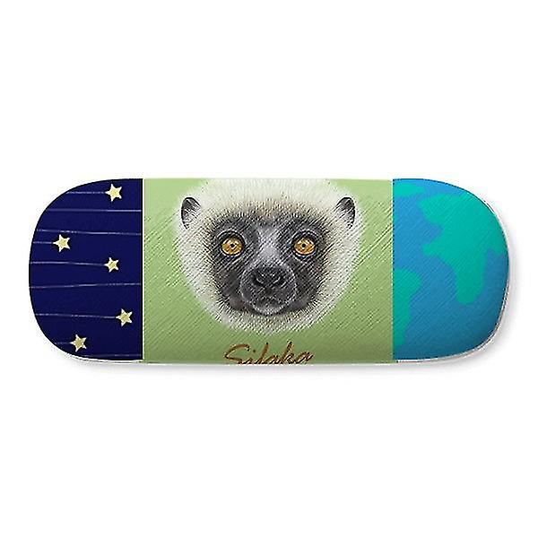 White Fluffy Sifaka Monkey Animal Hard Shell Eyeglasses Glass Case Star Sky