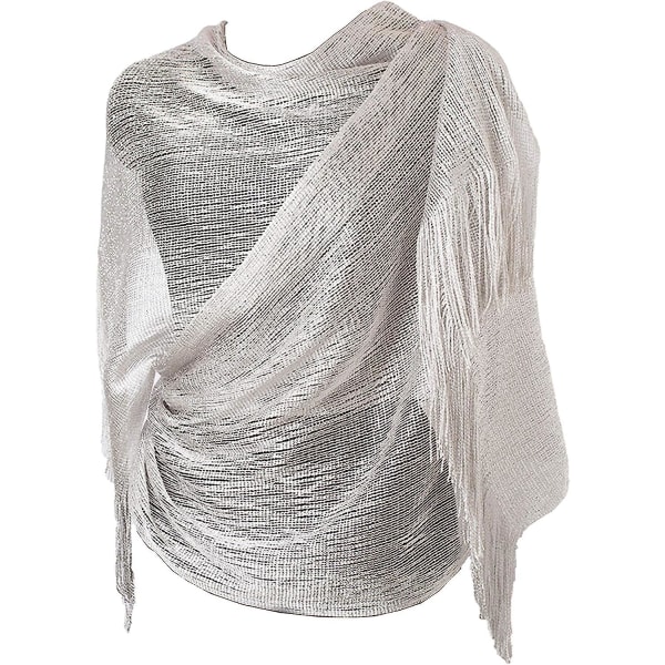Sparkle sjal og sjal for kvinner til festkjoler Metallisk sølv