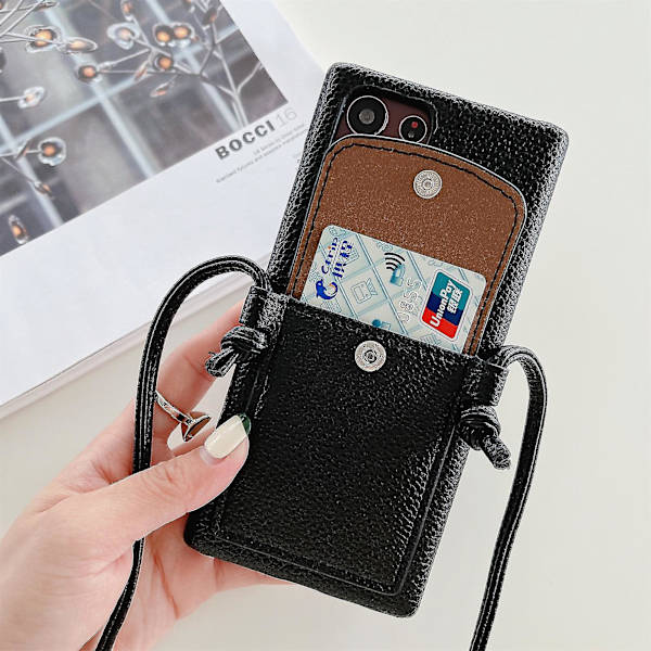 Crossbody læderpung telefonetui kompatibel med Samsung Galaxy S22 Ultra S22+ S22 med kortspor Black S22 Ultra