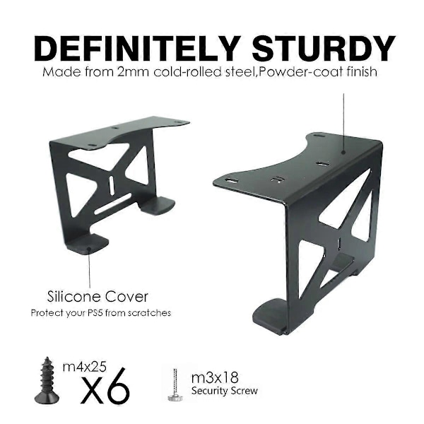 Monzlteck Under Desk-hållare för PS5, Stealth-fäste kompatibelt med Playstation 5 Disc & Digital Edition-konsol
