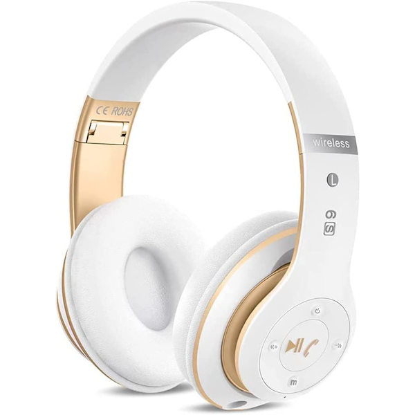 6S Langattomat kuulokkeet korvan yli, [40 tunnin toistoaika] Hi-Fi-stereot, taitettavat langattomat stereokuulokkeet sisäänrakennetulla mikrofonilla, äänenvoimakkuuden säätö