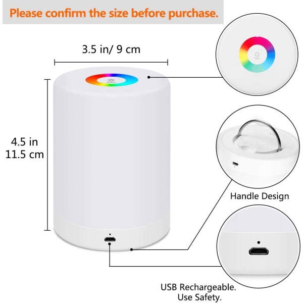 Senglampe Touch Dimbar, LED Smart Natlampe Stemningslys