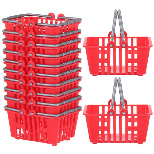 12 Pcs Kids Toy Shopping Cart Playing House Toy Plastic Toy Shopping Baskets Mini Grocery Basket Mini Folding Shopping Cart